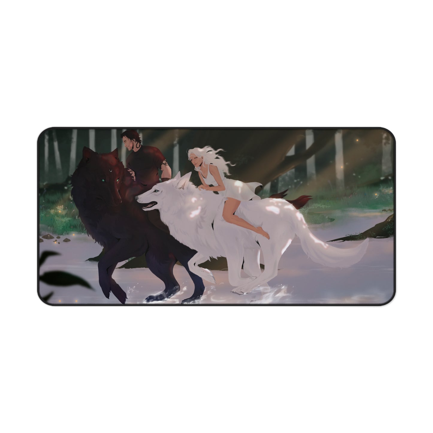 Rhea and Darius Wolf Run Desk Mat