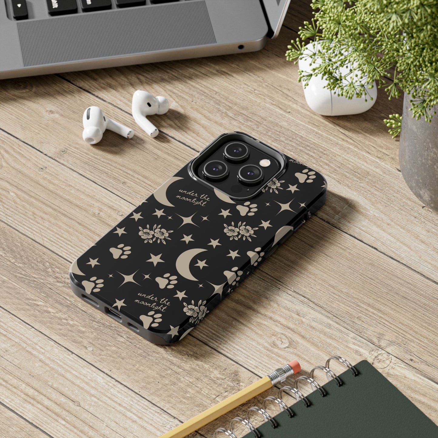 Under The Moonlight Black Tough Phone Cases