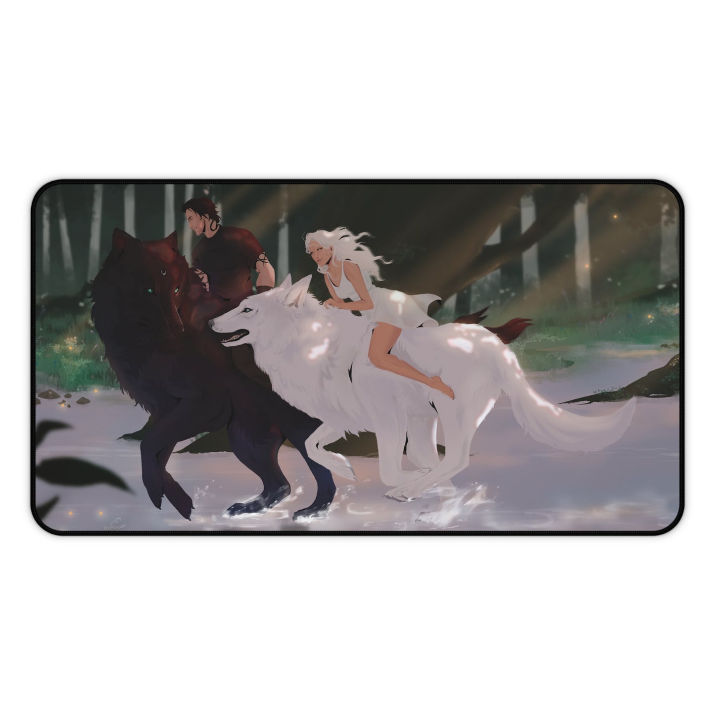 Rhea and Darius Wolf Run Desk Mat