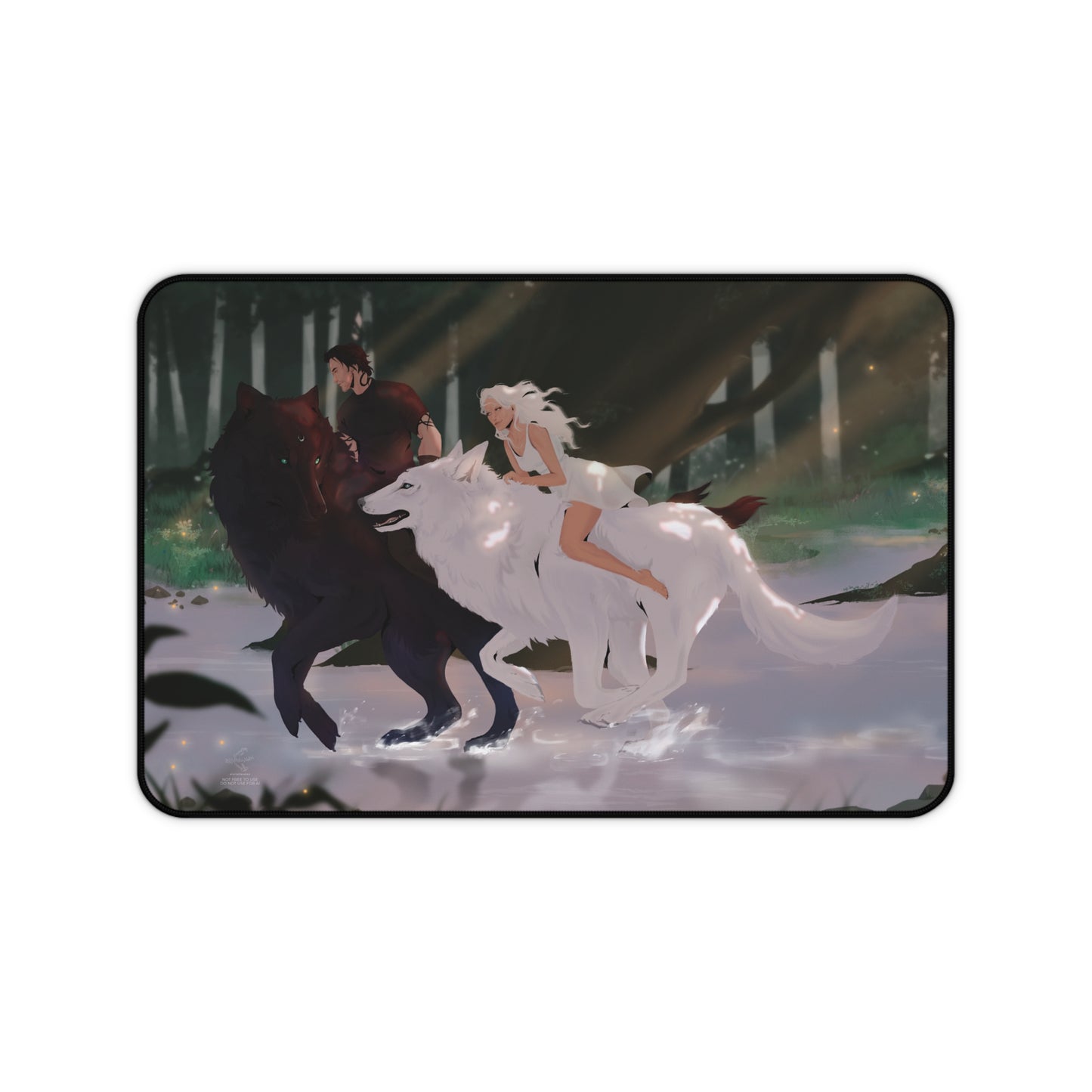 Rhea and Darius Wolf Run Desk Mat
