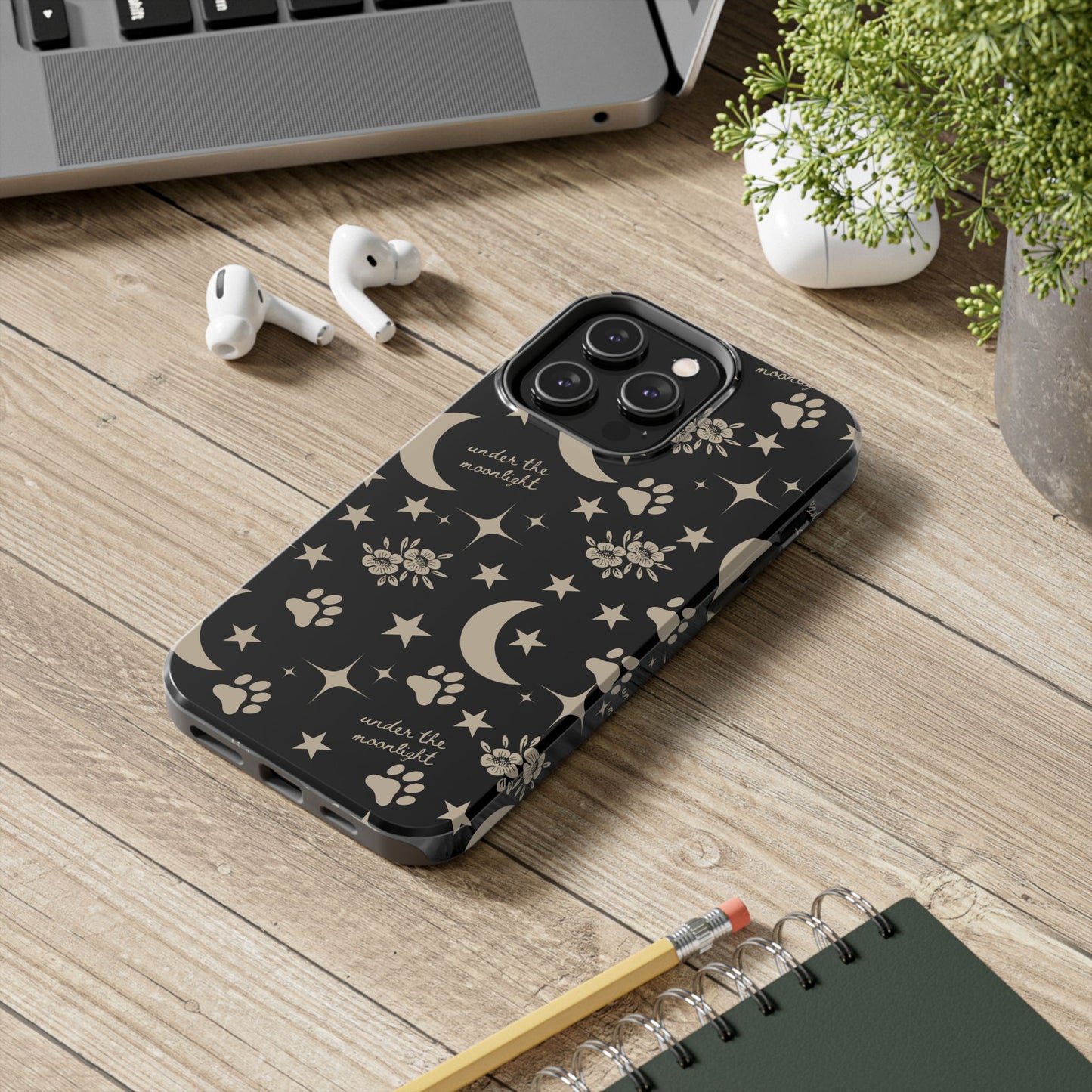 Under The Moonlight Black Tough Phone Cases